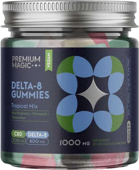 Delta-8 Gummies – Silver Tropical Mix – 1000mg