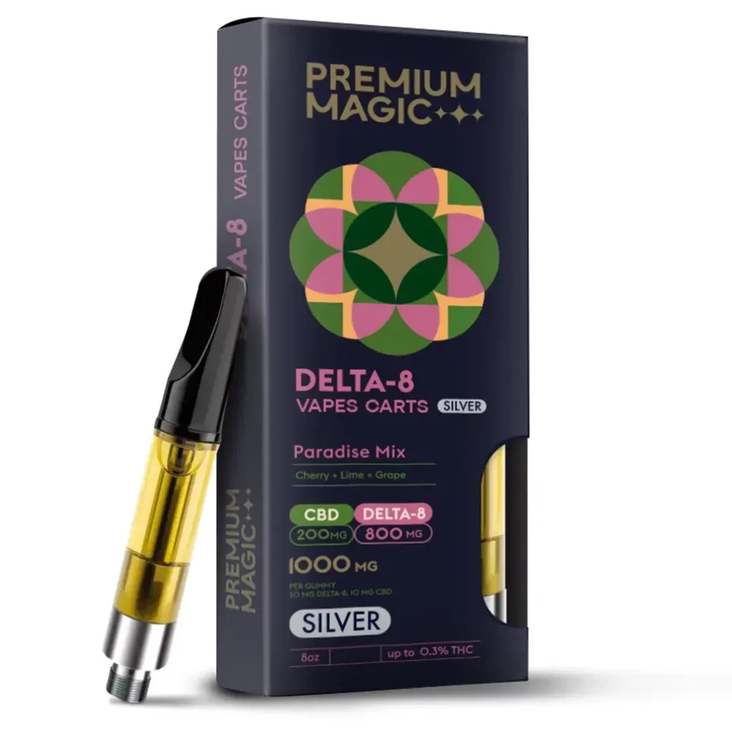 Delta-8 Disposable Vape – Silver Paradise Mix – 1000mg